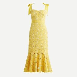 J. Crew Eyelet MIDI Dress with Flounce Hem Yellow
Size 4